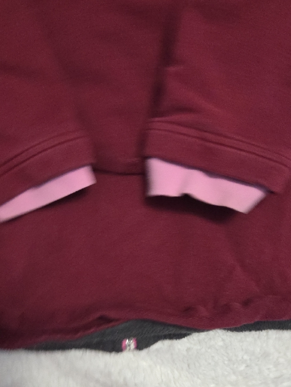 Girls' Maroon Hooded Puffer Jacket with Pink Trim - Picture 7 of 7